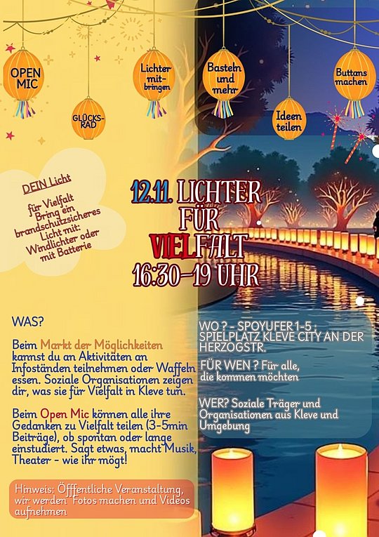 Flyer vom Lichterfest. Informationen sind auch im Text zu finden