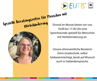 Die Informationen aus dem Text sind nocheinmal mit einem Foto der Beraterin versehen 
