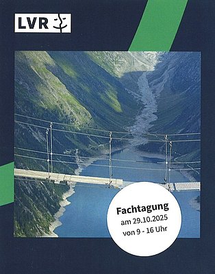 Bild der Vorderseite des Flyers zur Fachtagung. Es ist das LVR Logo und eine Brücke zu sehen.